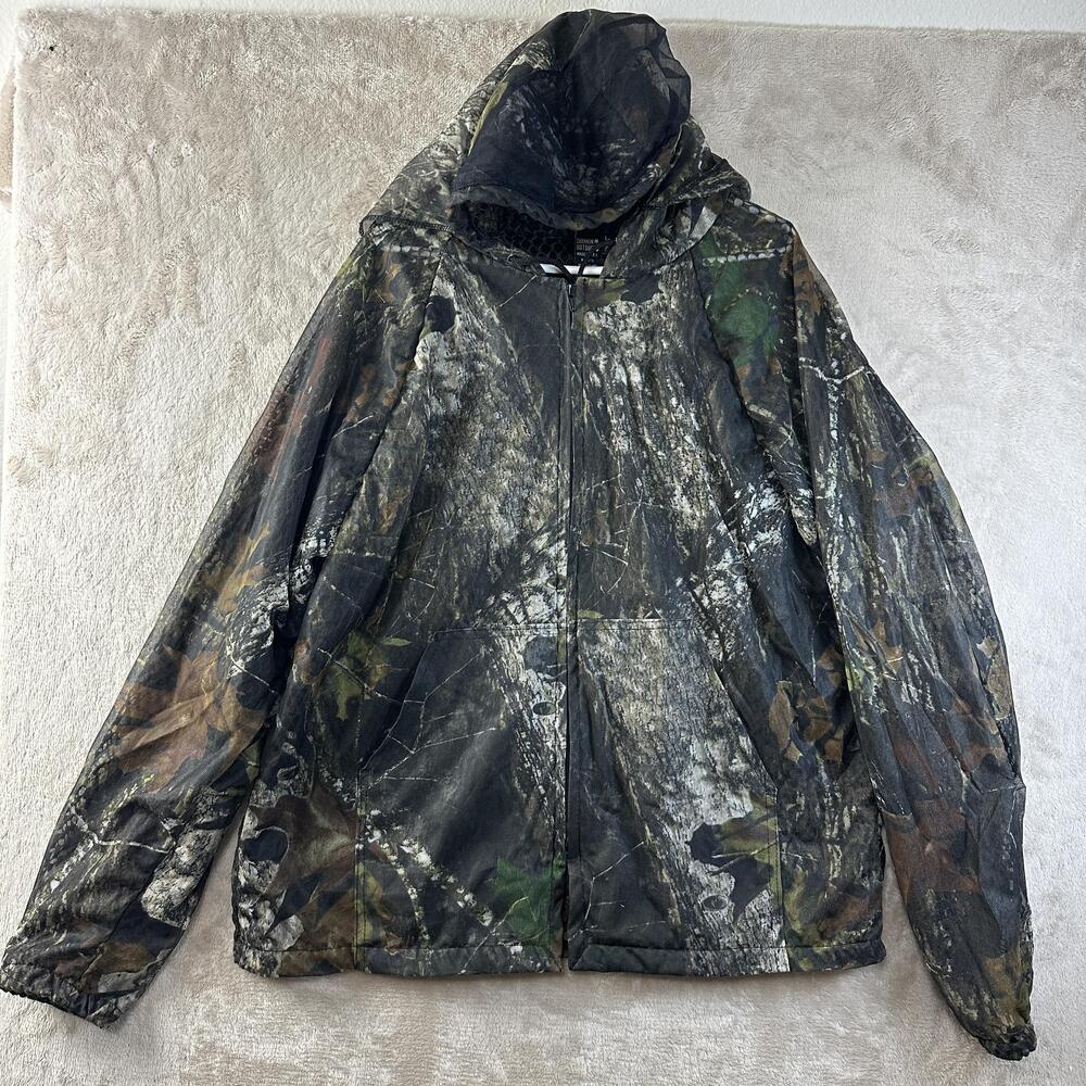 Shannon Outdoors Jacket Mens Large Green Camo Bug Tamer Plus Hooded Mesh Hunting